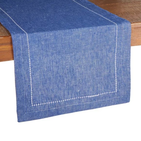 Our Table Hemstitch 90-Inch Table Runner in Sodalite Blue - Picture 2 of 3